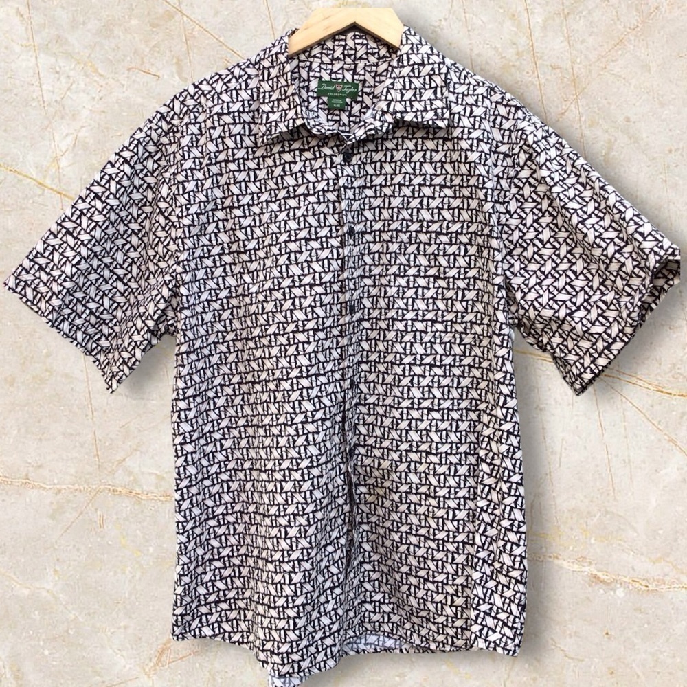 David Taylor Collection Men's Button Down Shirt Retro Design Short Sleeve